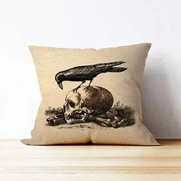 Skull Printed 18x18 Pillow Cover for Halloween Decor