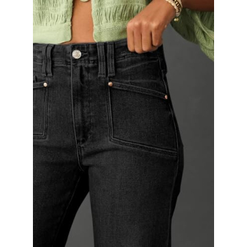 Astylish Womens Jeans High Waisted Straight Leg Loose Stretchy Lightweight Tummy Control Trendy Jeans for Women 2024 Black Size 14