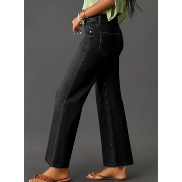 Astylish Womens Jeans High Waisted Straight Leg Loose Stretchy Lightweight Tummy Control Trendy Jeans for Women 2024 Black Size 14