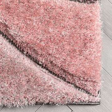 Well Woven Luze Blush Pink Hourglass Waves Geometric Thick Soft Plush 3D Textured Shag Runner Rug 2x7 (2'3" x 7'3")