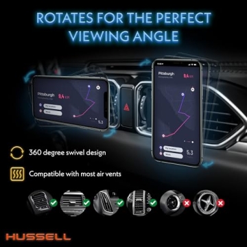 HUSSELL Magnetic Phone Car Mount | Adjustable Universal Holder