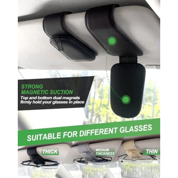 Teoenix Car Sunglass Holder 2 Pack - Magnetic Clips