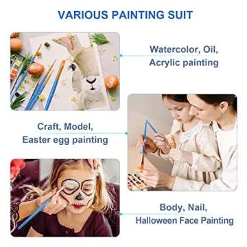 Heartybay 10Pcs Paint Brush Set for Kids & Adult Artists