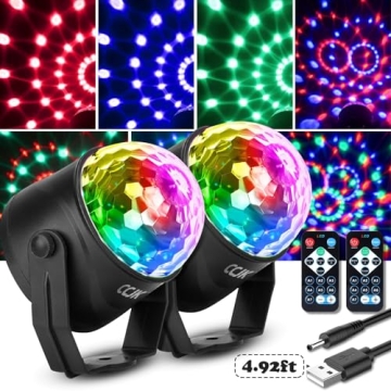 CCJK Disco Party Ball Lights,USB Sound Activated Party Lights with Remote Control 7 Color RGB Dance ...