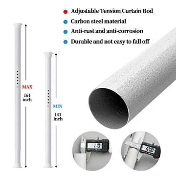 Room Divider Tension Curtain Rod For Windows 141 to 161 Inch Extra Long Tension Rods Outdoor Curtain...