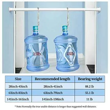 Room Divider Tension Curtain Rod For Windows 141 to 161 Inch Extra Long Tension Rods Outdoor Curtain Rod,Adjustable Spring Window Curtain Tension Rod Pressure Extendable Curtain Rod,White