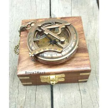 Engraved Brass Compass with Leather Case - Add Style