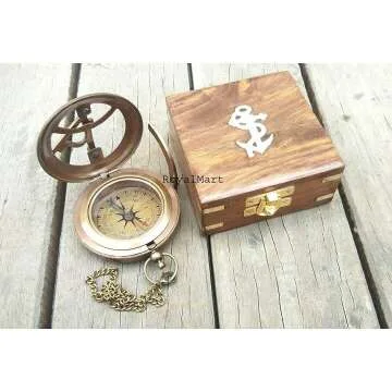 Engraved Brass Compass with Leather Case - Add Style