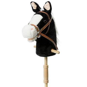 HollyHOME Stick Horse Plush Handcrafted Hobby Horse on a Stick with Wood Wheels Real Pony Neighing a...
