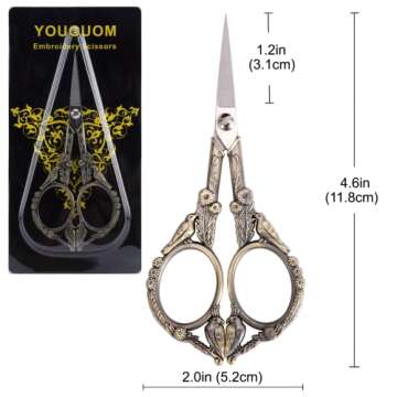 YOUGUOM Embroidery Scissors, Small Sharp Pointed Sewing Scissors for Craft Cross Stitch Needlework A...