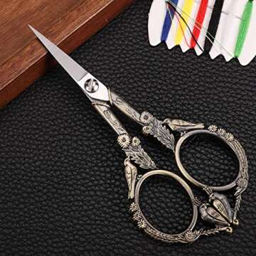 YOUGUOM Embroidery Scissors, Small Sharp Pointed Sewing Scissors for Craft Cross Stitch Needlework Artwork Knitting Thread Yarn Detail Cutting Tools, 4.6in Little Bronze Bird Scissor