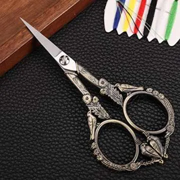 YOUGUOM Embroidery Scissors, Small Sharp Pointed Sewing Scissors for Craft Cross Stitch Needlework Artwork Knitting Thread Yarn Detail Cutting Tools, 4.6in Little Bronze Bird Scissor