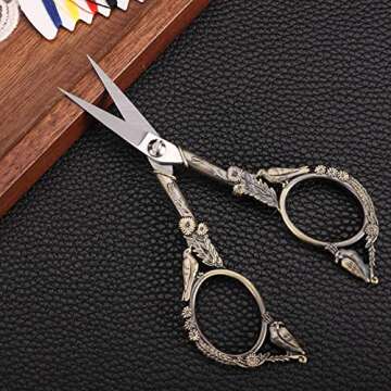 YOUGUOM Embroidery Scissors, Small Sharp Pointed Sewing Scissors for Craft Cross Stitch Needlework Artwork Knitting Thread Yarn Detail Cutting Tools, 4.6in Little Bronze Bird Scissor