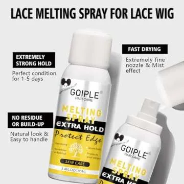 Lace Melting and Holding Spray Glue-Less Hair Adhesive for Wigs, Lace Bond Adhesive Spray Wig Spray for Closure Wigs Closure Front Extensions, Strong Natural Finishing Hold with Control