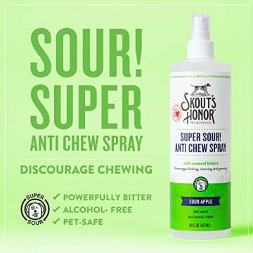 SKOUT'S HONOR Super Sour! Anti Chew Spray - Natural Bitter Formula to Deter Chewing, Licking, and Biting - Safe for Indoor and Outdoor Use, 16 oz