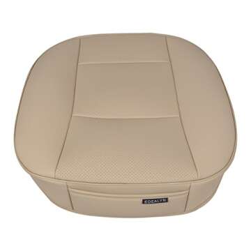 EDEALYN Ultra-Luxury PU Leather Car Seat Protection Cover Car Seat Cover for Most Four-Door Sedan&SUV,Single Seat Cover Without Backrest 1PCS (W 20.8× D 21× T 0.2inch) (3D-Beige)