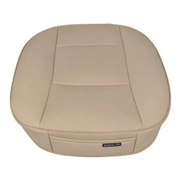 EDEALYN Ultra-Luxury PU Leather Car Seat Protection Cover Car Seat Cover for Most Four-Door Sedan&SUV,Single Seat Cover Without Backrest 1PCS (W 20.8× D 21× T 0.2inch) (3D-Beige)