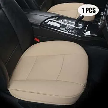EDEALYN Ultra-Luxury PU Leather Car Seat Protection Cover Car Seat Cover for Most Four-Door Sedan&SUV,Single Seat Cover Without Backrest 1PCS (W 20.8× D 21× T 0.2inch) (3D-Beige)