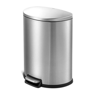 QUALIAZERO 50L/13Gal Heavy Duty Hands-Free Stainless Steel Commercial/Kitchen Step Trash Can, Finger...