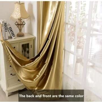 MYRU 1 Panel Gold Curtain for Living Room Bedroom Grommet Top Golden Curtain for Window
