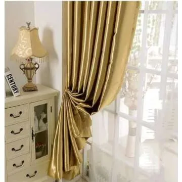 MYRU 1 Panel Gold Curtain for Living Room Bedroom Grommet Top Golden Curtain for Window