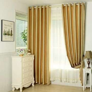 MYRU 1 Panel Gold Curtain for Living Room Bedroom Grommet Top Golden Curtain for Window