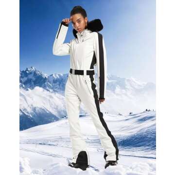 GSOU SNOW Ski Suit Women One Piece Snowsuit Snowboard Slim Insulated Jumpsuit Waterproof Windproof f...
