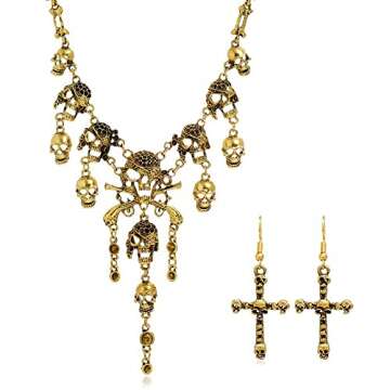 Pirate Accessories for Women，Pirate Jewelry Necklace Bracelet Ring Earring Set Costume Women Steam...