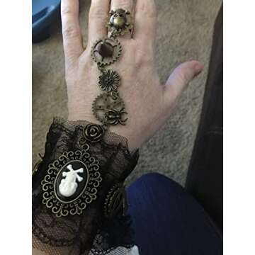 Pirate Accessories for Women，Pirate Jewelry Necklace Bracelet Ring Earring Set Costume Women Steam Punk Fashion Women Steampunk Jewelry (gold, Zinc Alloy)