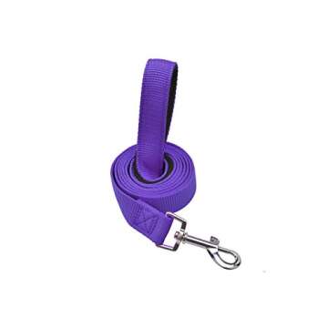 PUPTECK Reflective Dog Leash with Comfortable Padded Handle Durable Nylon Dog Lead for Small Medium and Large Dogs Cats Walking Running Training Outside, Purple, M