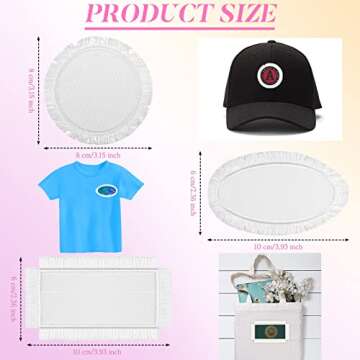 30 Pieces Sublimation Patches Fabric Iron on Blank Patches 3 Shapes Repair Patches Sublimation Blank...