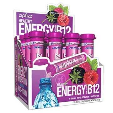 Zipfizz Energy Drink Powder - Berry Flavor, 12 Pack | Sugar-Free Hydration & Vitamins
