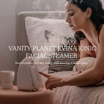 Vanity Planet Evina Ionic Facial Steamer - Aromatherapy Facial Steamer Smart Steam Technology - Smart Steam Technology to Unclog Pores, Detoxify, Hydrate & Deep Cleaning - Essential Oil Baskets