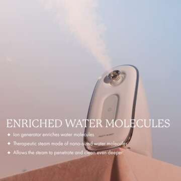 Vanity Planet Evina Ionic Facial Steamer - Aromatherapy Facial Steamer Smart Steam Technology - Smart Steam Technology to Unclog Pores, Detoxify, Hydrate & Deep Cleaning - Essential Oil Baskets