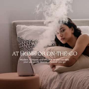 Vanity Planet Evina Ionic Facial Steamer - Aromatherapy Facial Steamer Smart Steam Technology - Smart Steam Technology to Unclog Pores, Detoxify, Hydrate & Deep Cleaning - Essential Oil Baskets