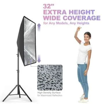 LimoStudio (LED Super Bright) 3400W Output Remote Control, 22 x 32 inch Softbox Continuous Lighting Kit, 3000K-5500K Adjustable Color & Brightness, 12600 Lumen, 95>CRI, Soft Box Diffuser, AGG3214