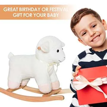 Qaba Lamb Rocking Horse Sheep for Kids - Plush Ride On