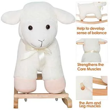 Qaba Lamb Rocking Horse Sheep for Kids - Plush Ride On