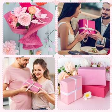 PLULON 90 Sheets Pink Tissue Paper Bulk, Coloured Gift Wrap Tissue Paper Sheets for Packaging Birthday Gift Wrapping Wedding Baby Shower Easter Valentine Day Baby Shower Decorations