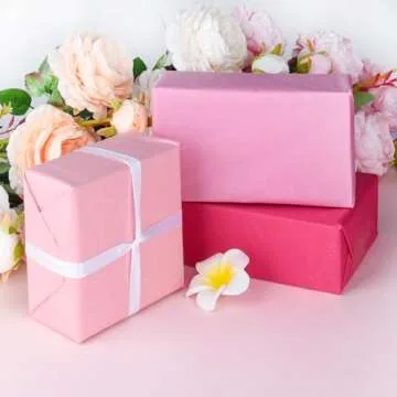 PLULON 90 Sheets Pink Tissue Paper Bulk, Coloured Gift Wrap Tissue Paper Sheets for Packaging Birthday Gift Wrapping Wedding Baby Shower Easter Valentine Day Baby Shower Decorations
