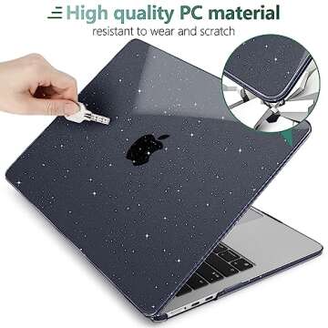MEEgoodo Glitter Case for M3 MacBook Air 15 inch Case 2024 2023, Fit Model A3114 A2941 with M3 M2,Laptop Shell with Keyboard Cover&Camera Cover&OTG Adapter& Screen Protector for 15.3" MacBook Air Case