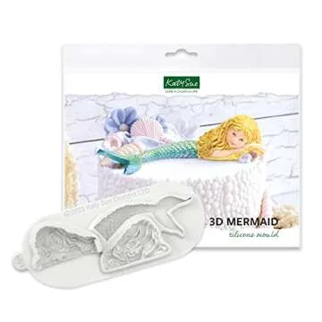 Katy Sue 3D Mermaid Silicone Mold for Sea-Themed Cake Decorating & Crafts