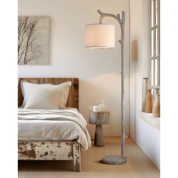 OYEARS Rustic Farmhouse Tree Trunk Floor Lamp Classic Country Wood Grain Resin Vintage 61.25" Standing Floor Lamp Retro Decorative Lamp for Bedroom Living Room Office…