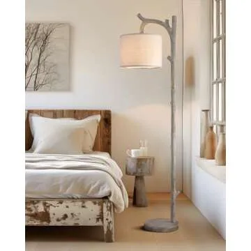 OYEARS Rustic Farmhouse Tree Trunk Floor Lamp Classic Country Wood Grain Resin Vintage 61.25" Standing Floor Lamp Retro Decorative Lamp for Bedroom Living Room Office…