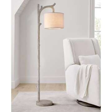 OYEARS Rustic Farmhouse Tree Trunk Floor Lamp Classic Country Wood Grain Resin Vintage 61.25" Standing Floor Lamp Retro Decorative Lamp for Bedroom Living Room Office…