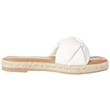 The Drop Women's Matilda Braid Strap Flat Sandal, White, 7