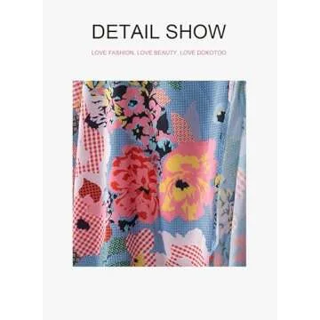 Dokotoo Womens Fashion Vintage Plus Size Summer Floral Print Spaghetti Strap Split Sundress Sexy V Neck Tie Front Bohemian Satin Cut Out Maxi Dress for Party Multicolor Small