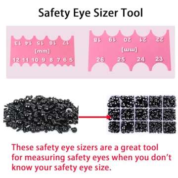 SPANSEE Safety Eye Sizer Tool, Safety Eye Ruler for Amigurumi Doll, Helps You Measure Safety Eyes from 5-26mm Size (Pink)