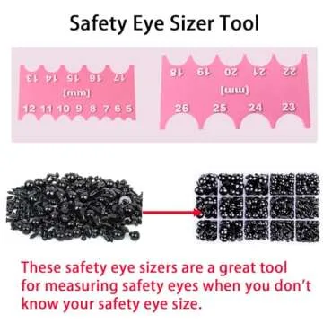 SPANSEE Safety Eye Sizer Tool, Safety Eye Ruler for Amigurumi Doll, Helps You Measure Safety Eyes from 5-26mm Size (Pink)