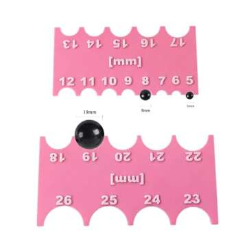 SPANSEE Safety Eye Sizer Tool, Safety Eye Ruler for Amigurumi Doll, Helps You Measure Safety Eyes from 5-26mm Size (Pink)